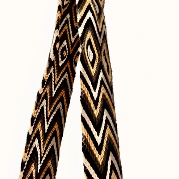 🥰3 for $30🥰Black Gold Crochet Geometric Patterned Boho Shoulder/Bucket/Hobo Bag - Picture 9 of 12